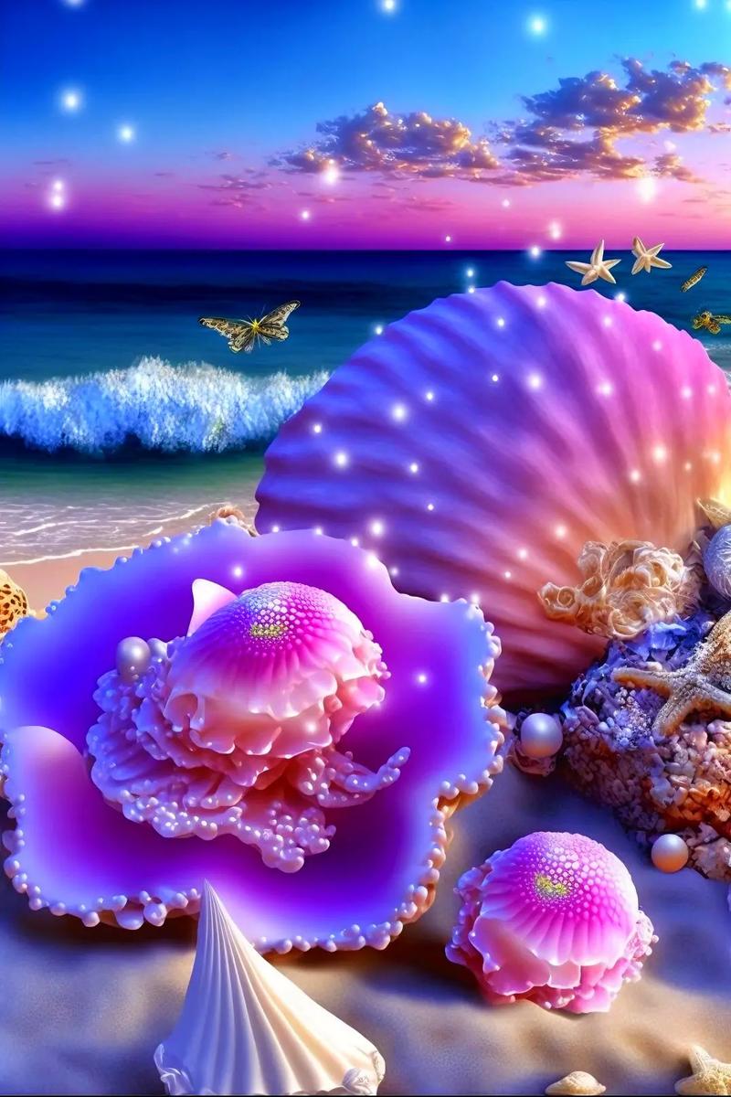 贝壳.海边的贝壳太漂亮了.###手机壁纸 #ai绘画 #治愈 - 抖音