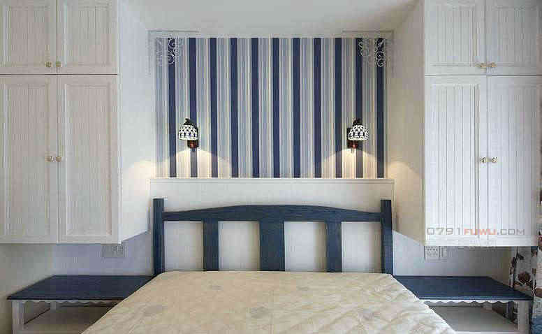 五款纯美地中海风情卧室床头凹墙贴壁纸