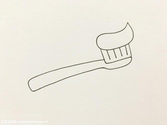 牙刷简笔画教程牙刷的画法-日常用品简笔画 - 查字典板报网