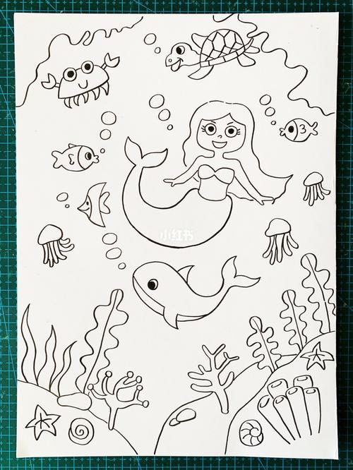 简笔画|可爱海洋世界海底生物鱼类海马素材人文绘画海底世界 简笔画
