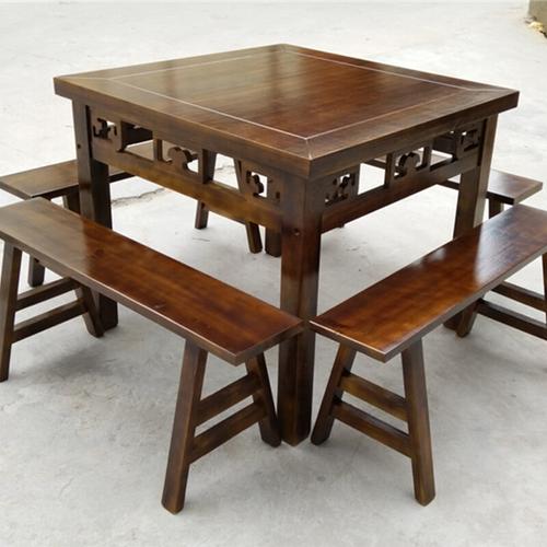 正方形桌子经济型饭店桌椅组合四方桌仿古方桌家用餐桌实木八仙桌欧因