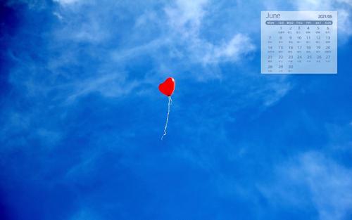 2021年6月浪漫唯美气球日历写真,月历壁纸-回车桌面