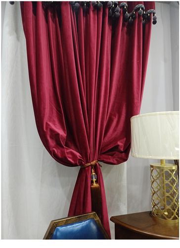复古红色古典轻奢复古酒红色丝绒法式美式欧式卧室客厅婚房窗帘