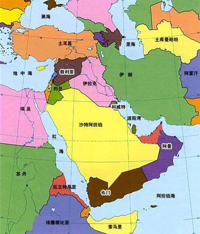 图文:中东地区行政地图