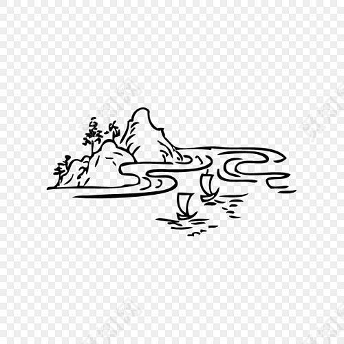 山水的卡通简笔画
