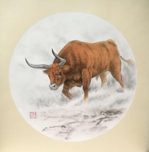 贺兰山工笔画基地动物系列之一~牛
