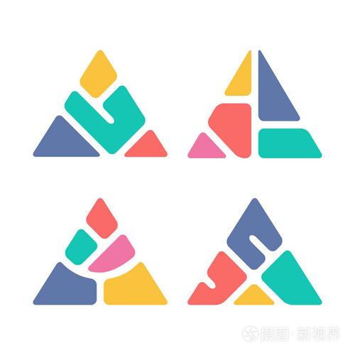 抽象的三角形符号.创意设计.五颜六色的 logo 模板