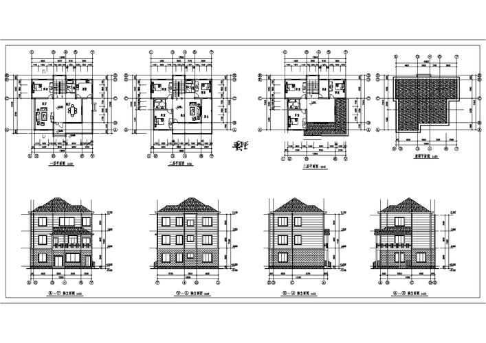 三层农村住宅楼建筑设计图纸(共8张)