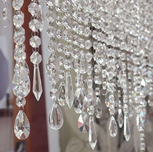精美时尚珠帘手工个性新款加密透明水晶玻璃珠帘客厅玄关装饰挂帘
