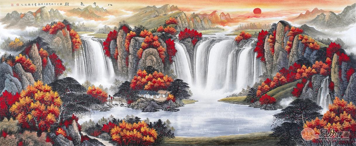 刘燕姣最新力作聚宝盆山水画作品《八方来财》