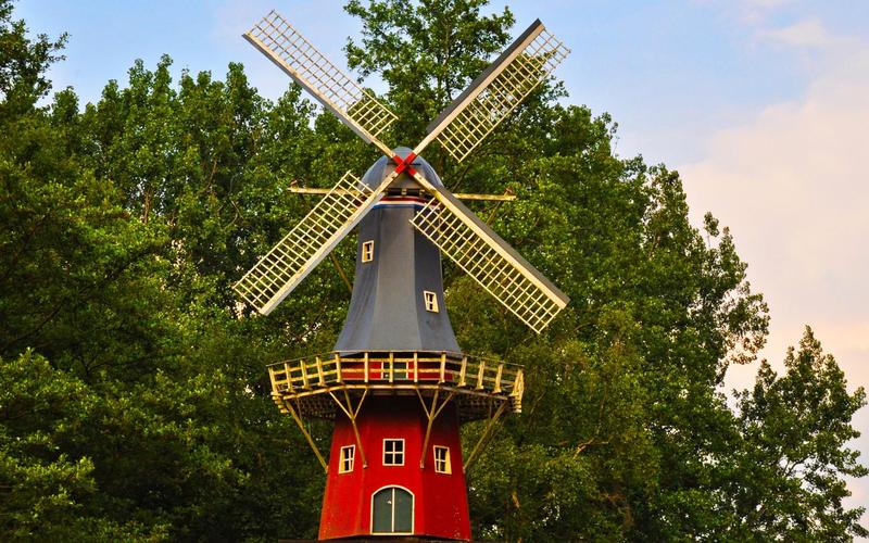 高清漂亮的荷兰风车风景图片电脑壁纸-壁纸图片大全