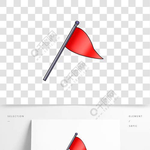 三角形小红旗手绘插画