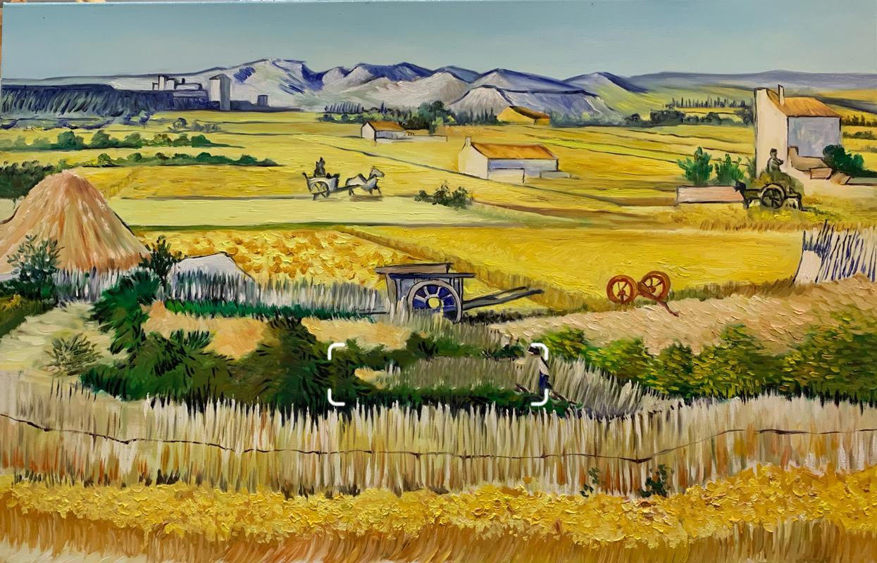 梵高-《丰收的金色麦田》风景油画 世界名画临摹,风景画装饰画油画