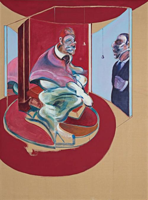 弗朗西斯·培根《1962年红衣主教习作,1971年第二版》,布面油画,198