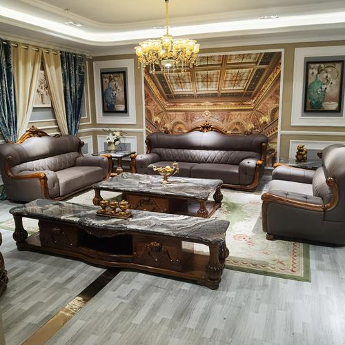 乌金木真皮沙发实木欧式奢华组合大平层别墅客厅高档家具新中式