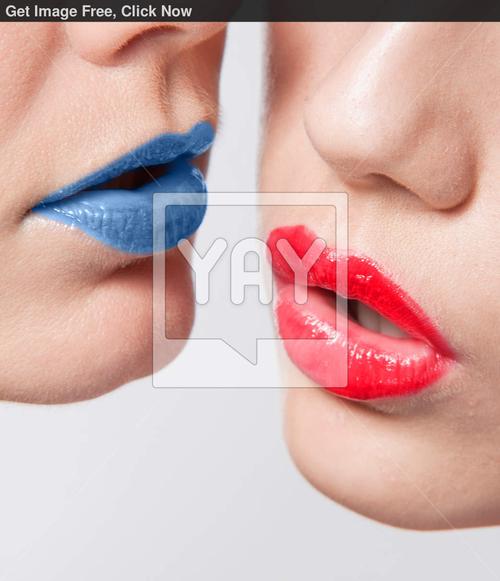 red and blue lips
