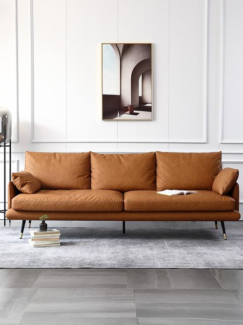 北欧现代简约真皮沙发意式轻奢极简大小户型客厅书房皮艺沙发