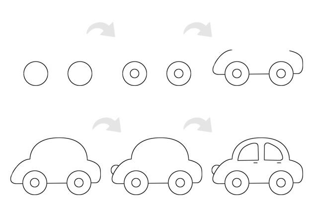 超简单的小汽车简笔画画法步骤图解教程 - 毛毛简笔画
