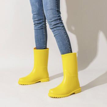 雨牧时尚款外穿夏季中筒雨靴女式韩国胶鞋防滑防水靴成人水鞋女雨鞋