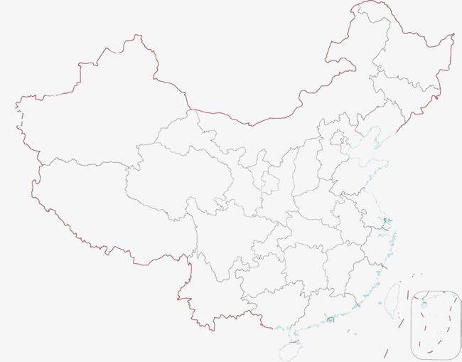 中国地图轮廓空白区域分布素材图片免费下载