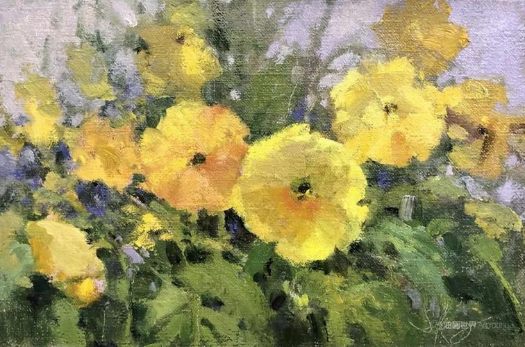 素雅的花卉与风景油画,美国画家珊娜·昆兹作品