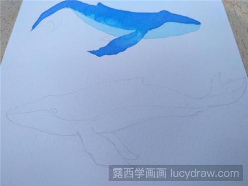 三只鲸鱼水彩画教程