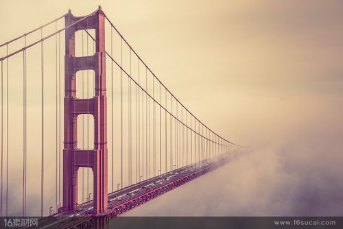 云雾缭绕的美国大桥高清图片 - 素材中国16素材网