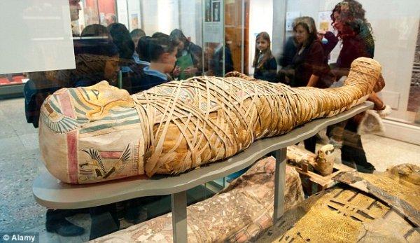 大英博物馆的古埃及木乃伊,在一个女性木乃伊大腿内侧发现纹身