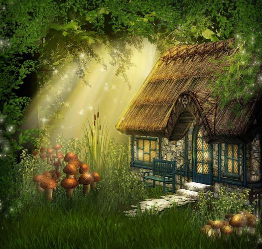 童话森林小屋唯美梦幻背景图片大全
