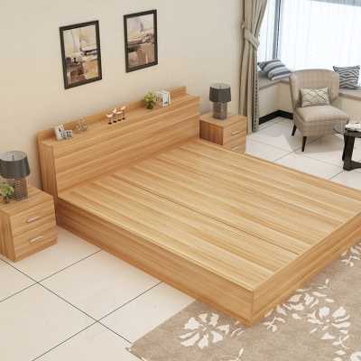 定制简易现代低箱床头柜高箱床双人床木制18米板式板式床