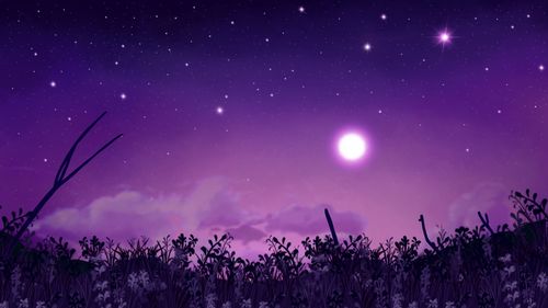 晚安你好之满月那天的紫色星空