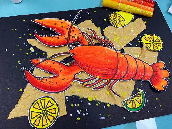 创意美术美味的大龙虾含过程图