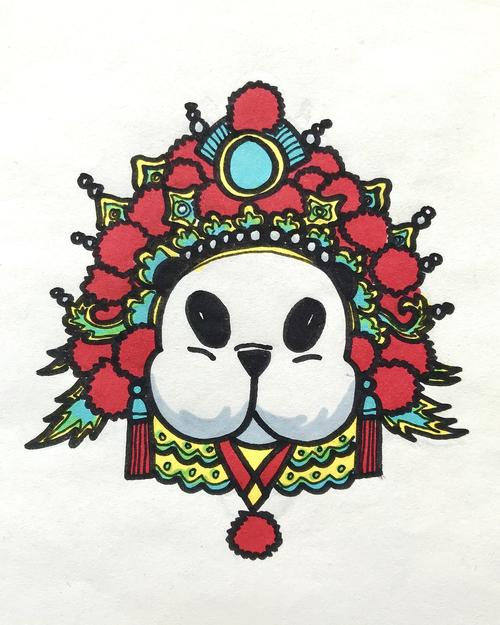 中国风京剧熊猫手绘过程