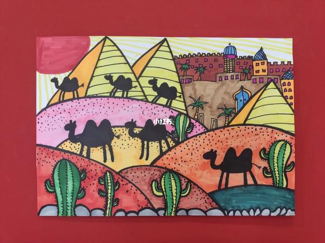 沙漠骆驼  #卡通画  #马克笔儿童画  #简笔画  #画个简笔画  沙漠