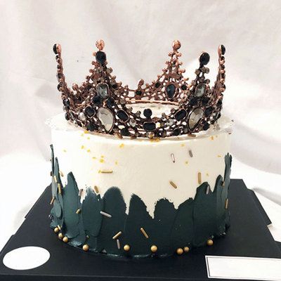 蛋糕装饰烘培摆件复古巴洛克皇冠黑金系列装扮暗黑生日蛋糕插件