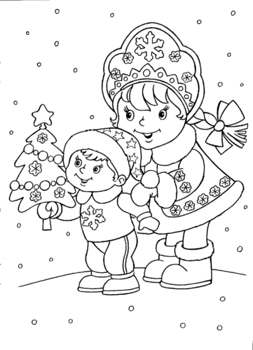 儿童涂色填色画-圣诞老人(清晰打印版)