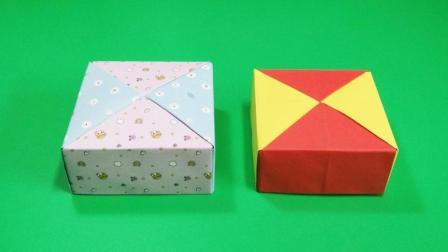 这种双色正方形盒子的折纸教程超简单 孩子也能轻松学会