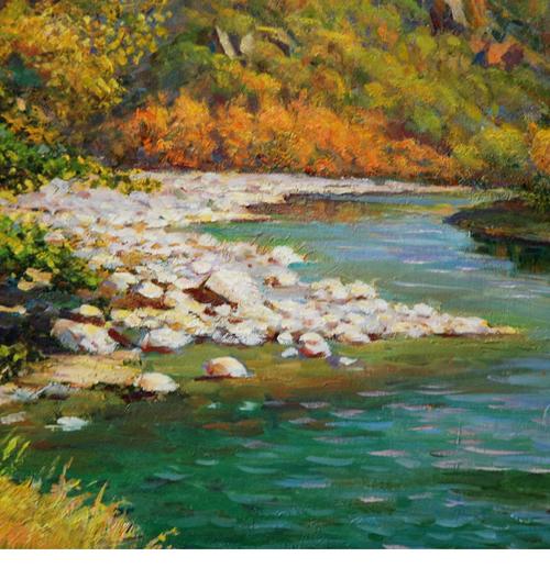 林龙镇《溪水》朝鲜油画wpp22已售