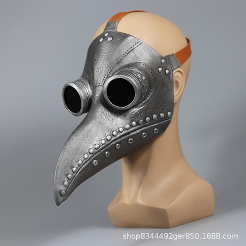 鸟嘴面具乌鸦头套瘟疫医生蒸汽朋克中世纪防护面罩cos长鸟嘴头套