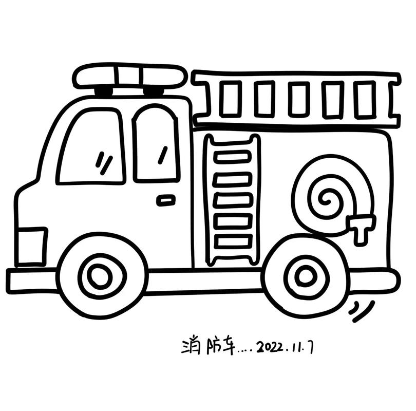 简笔画——《消防车》#创作灵感 消防车简笔画步骤图,跟着一起 - 抖音