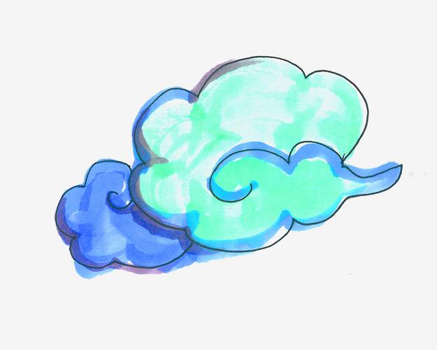 第4步,继续填云朵细节颜色.第3步,开始为云朵涂上漂亮的色彩.
