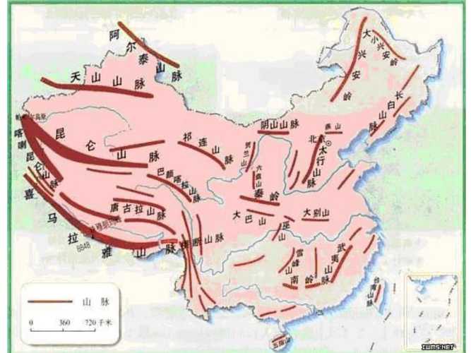 中国山脉分布图