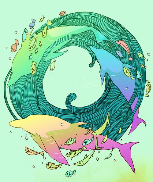 手绘海豚|插画|插画习作|滢滢的杨式设计 - 原创作品 - 站酷 (zcool)