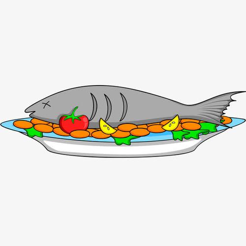 卡通手绘盘子里的鱼