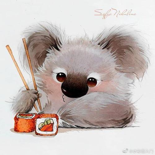 一组超可爱灵动的小动物水彩插画分享!