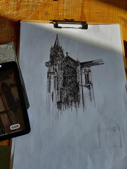 建筑手绘哥特风教堂