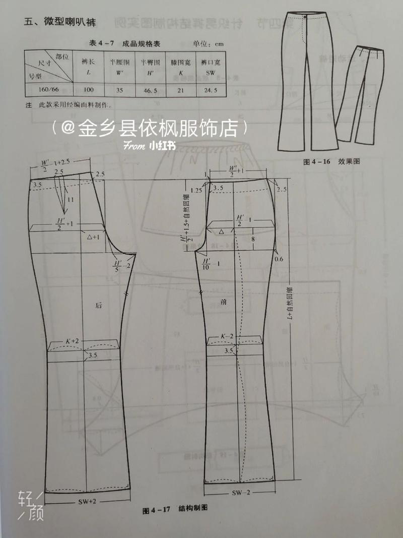 微型喇叭裤与休闲五分裤的裁剪图,裤子的变化类型很大一部分在裤腿上