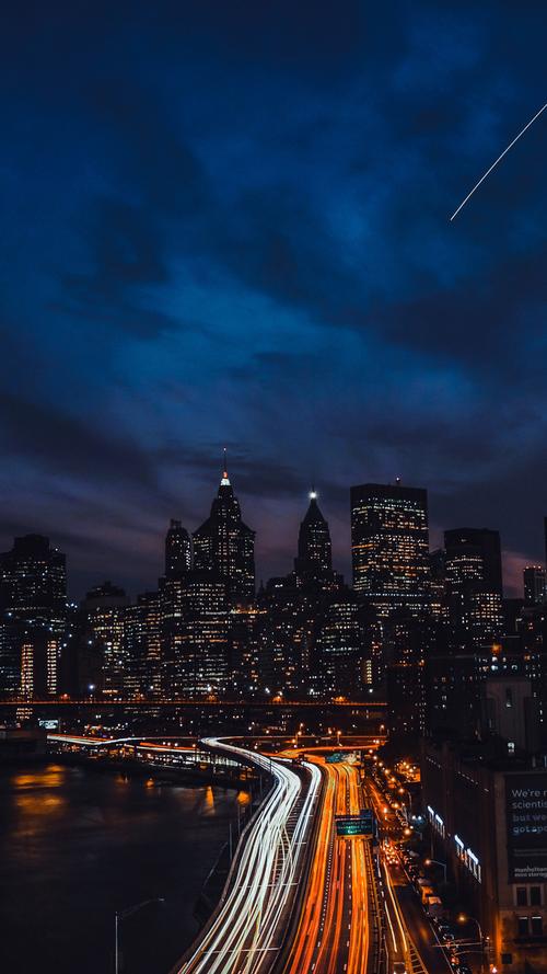 蓝色炫美城市夜景图片手机壁纸