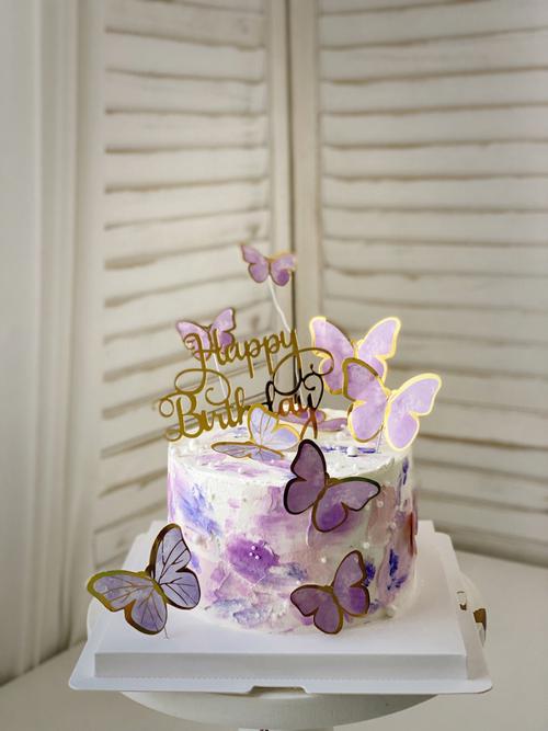 仙气飘飘紫色系蝴蝶蛋糕