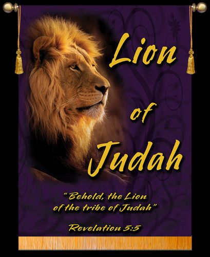 lion of judah - 2014 - purple printed banner - christian banners